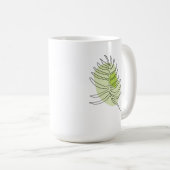 可愛い単線アートの熱帯の孤立した葉グリーン コーヒーマグカップ (正面右)
