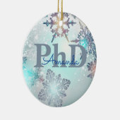 可愛い博士号パーソナライズされた卒業名ブルー セラミックオーナメント (右)