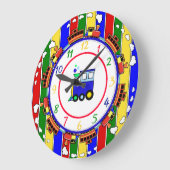 可愛い原色チョオトレイン ラージ壁時計 (傾斜)