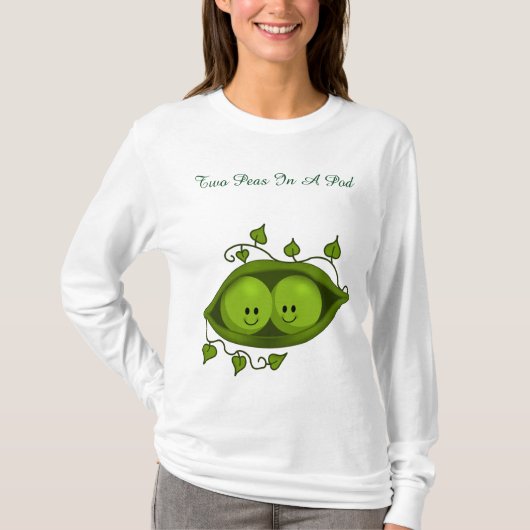 可愛い双子のさやの中の2つのエンドウ Tシャツ (正面)
