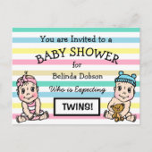 可愛い双子のベビーシャワー招待状 ポストカード (正面)