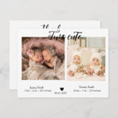 可愛い双子の写真誕生発表 ポストカード (正面/裏面)