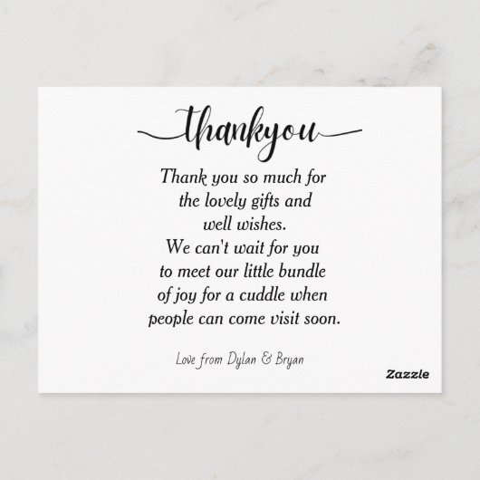 可愛い双子の写真誕生発表 ポストカード (裏面)