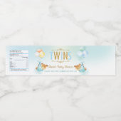 可愛い双子の少年テディベア赤ちゃんシャワーのお願い ペットボトルラベル (シングルラベル)