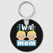 可愛い双子の母カッコいい男の赤ちゃん母の日 キーホルダー (正面)