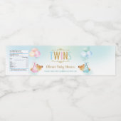 可愛い双子の男の子の女の子テディベア赤ちゃんシャワーのお願い ペットボトルラベル (シングルラベル)