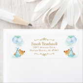 可愛い双子の男の子テディはベビーシャワーのラベル ラベル (インサイチュ)