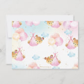 可愛い双子ベビーガールズテディはベビーシャワー サンキューカード (裏面)