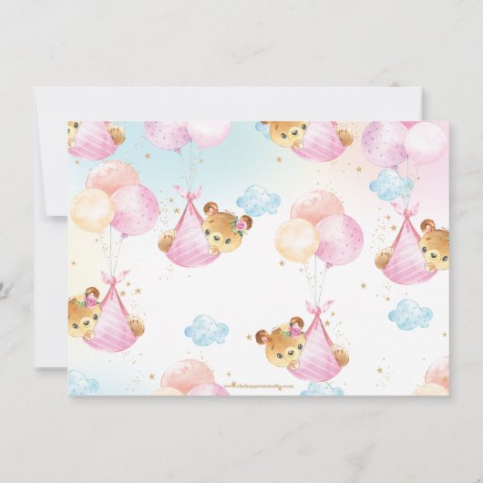 可愛い双子ベビーガールズテディはベビーシャワー サンキューカード (裏面)