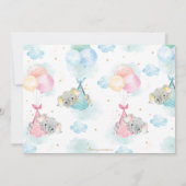 可愛い双子男の赤ちゃんガールエレファントベビーシャワー サンキューカード (裏面)