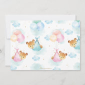 可愛い双子男の赤ちゃん女の子テディベアーベビーベイビーシャワー サンキューカード (裏面)