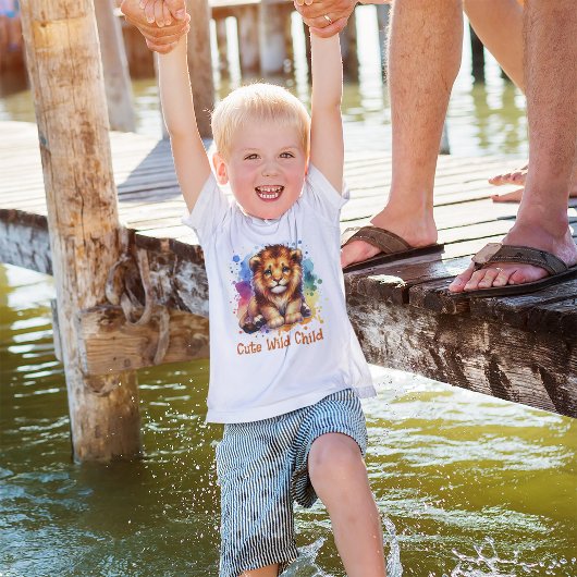 可愛い反抗的な子ども水彩獅子パーソナライズされた Tシャツ