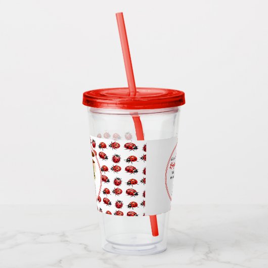 可愛い可愛いテントウムシが赤ちゃんシャワーを浴びる アクリルタンブラー (左)