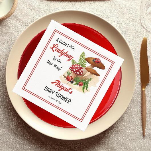 可愛い可愛いテントウムシが赤ちゃんシャワーを浴びる スタンダードカクテルナプキン