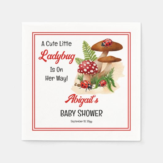 可愛い可愛いテントウムシが赤ちゃんシャワーを浴びる スタンダードカクテルナプキン (正面)