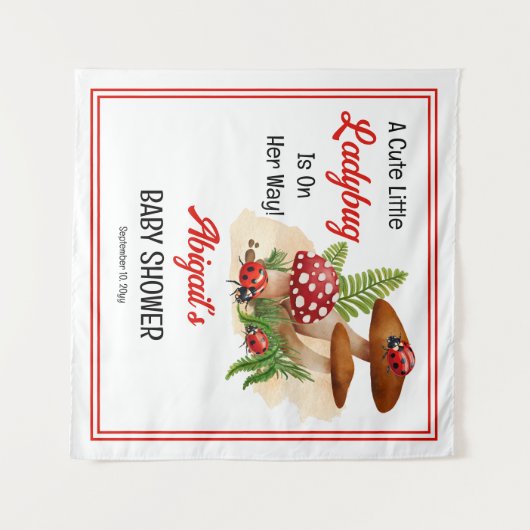 可愛い可愛いテントウムシが赤ちゃんシャワーを浴びる タペストリー (正面(横))