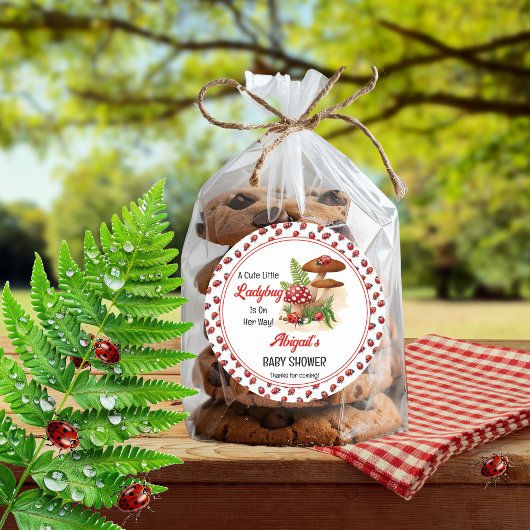 可愛い可愛いテントウムシが赤ちゃんシャワーを浴びる ラウンドシール