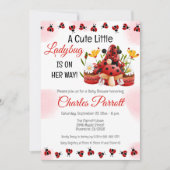 可愛い可愛いテントウムシが赤ちゃんシャワーを浴びる 招待状 (正面)