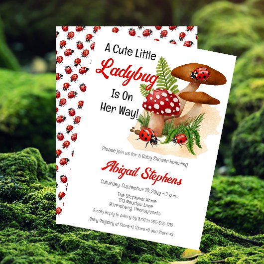 可愛い可愛いテントウムシが赤ちゃんシャワーを浴びる 招待状