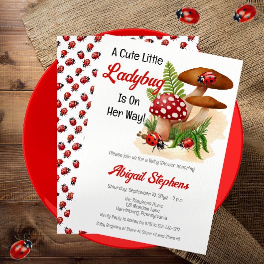 可愛い可愛いテントウムシが赤ちゃんシャワーを浴びる 招待状