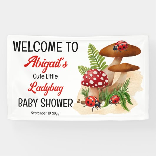 可愛い可愛いテントウムシが赤ちゃんシャワーを浴びる 横断幕 (横)