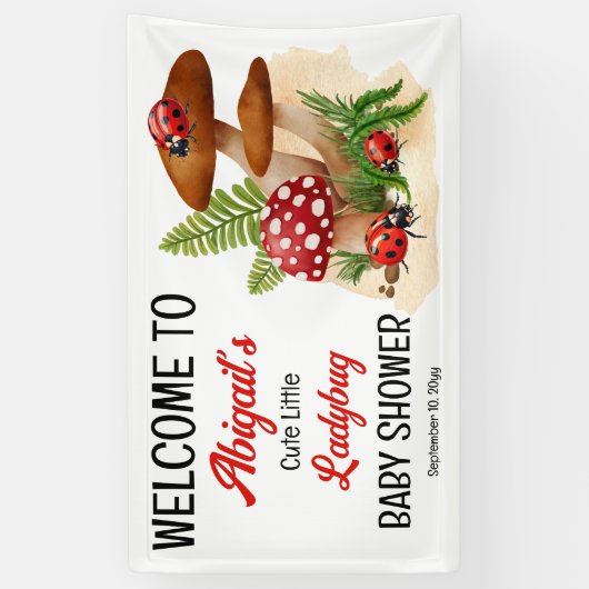 可愛い可愛いテントウムシが赤ちゃんシャワーを浴びる 横断幕 (縦)