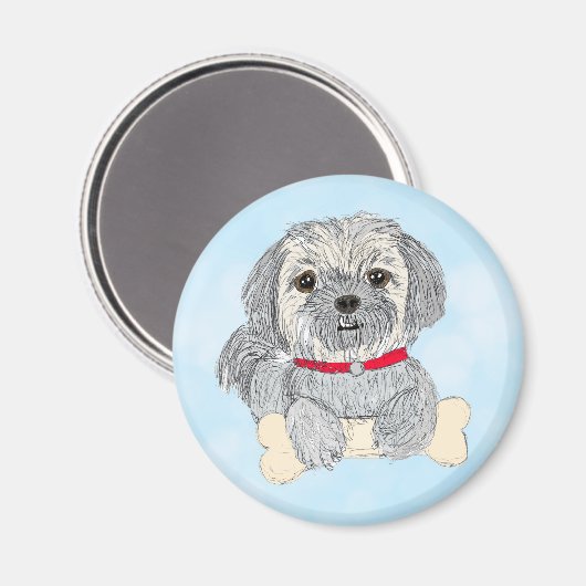 可愛い可愛い小さな指圧や羅祖犬 マグネット (正面/裏面)