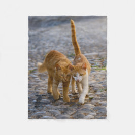 可愛い可愛い猫ネコちゃん友だち牡丹パス写真 –  フリースブランケット