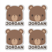 可愛い可愛い茶色のクマパーソナライズされた名Stic シール (正面)