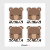 可愛い可愛い茶色のクマパーソナライズされた名Stic シール (シート)