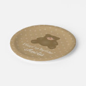 可愛い可愛い茶色のベビーテディベア誕生日パーティー ペーパープレート (アングル)