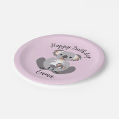 可愛い可愛い – KOALA -ハッピーバースデー – ピンク ペーパープレート (アングル)