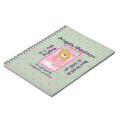 可愛い可愛らしいクマにピンクの新生児日記 ノートブック (左側)