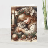 可愛い可愛らしい子猫クリスマス カード (正面)