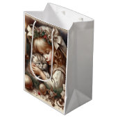 可愛い可愛らしい子猫クリスマス ミディアムペーパーバッグ (正面アングル)