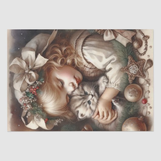 可愛い可愛らしい子猫クリスマス 薄葉紙 (正面)