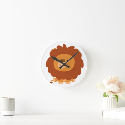 可愛い可愛らしい漫画のライオンの壁時計 ラウンド壁時計 (ホーム)