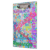 可愛い名ガーリー前カラフルコラージュと花 クリップボード (左)