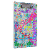 可愛い名ガーリー前カラフルコラージュと花 クリップボード (右)