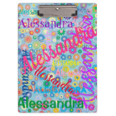 可愛い名ガーリー前カラフルコラージュと花 クリップボード (正面)