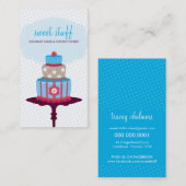 可愛い名刺スイートケーキベーカリー青赤 名刺 (正面/裏面)