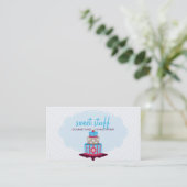 可愛い名刺スイートケーキベーカリー青赤 名刺 (スタンド正面)