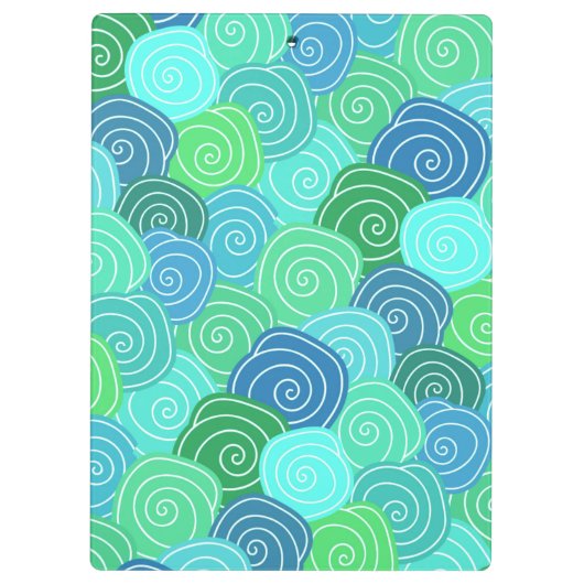 可愛い名前をカスタムする青緑の円パターン クリップボード (裏面)