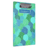 可愛い名前をカスタムする青緑の円パターン クリップボード (右)