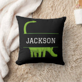 可愛い名前パーソナライズされた恐竜ブラック クッション (ブランケット)