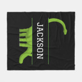 可愛い名前パーソナライズされた恐竜ブラック フリースブランケット (正面(横))