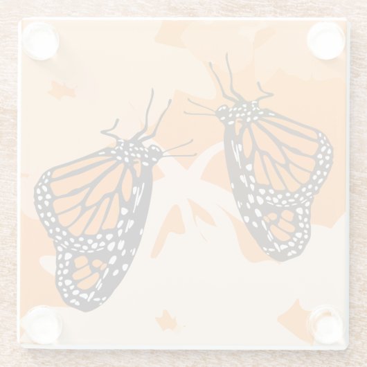 可愛い名前付きオレンジ(昆虫)オオカバマダラ、モナーク蝶 ガラスコースター (裏面)