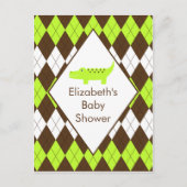 可愛い名門私立校風のアリゲーターベビーシャワーRSVPポストカード インビテーションポストカード (正面)