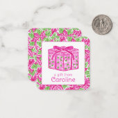 可愛い名門私立校風のクリスマスピンク緑プレゼント囲い ノートカード (正面/裏面インサイチュ)