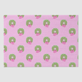 可愛い名門私立校風のクリスマスピンク&グリーンシェブロンリース 薄葉紙